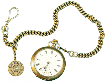 часы W. Gabu с жетоном страхового общества Урбэн