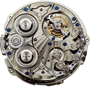 задняя сторона калибра 182 - механизм часов Hybris Mechanica Grande Sonnerie