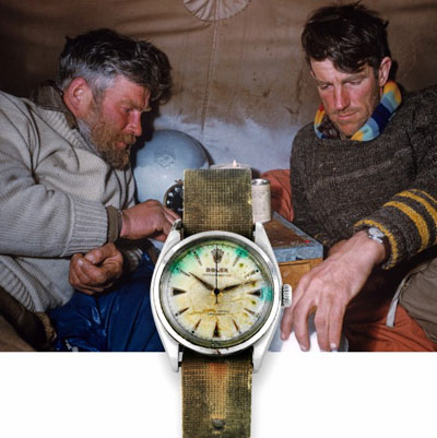 Эдмунд Хиллари и Тэнцинг Норгей с часами Rolex Oyster