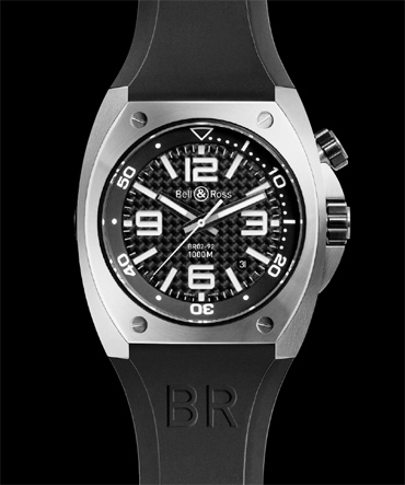 часы BR 02 Steel Carbon fiber dial