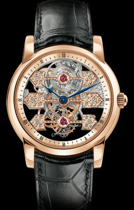  Tourbillon with three gold Bridges Skeleton