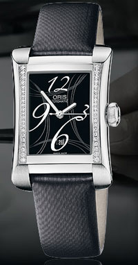 часы  Oris Rectangular с бриллиантами и индикацией даты