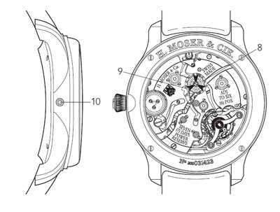 схематическое изображение часов Moser Perpetual 1