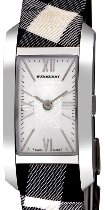  BU1078 Check Engraved White Dial Rectangular Case  Burberry