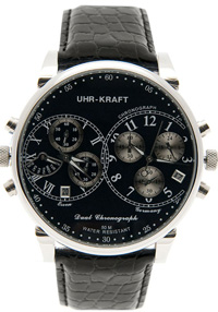  Uhr-Kraft Dual Chrono Black   Dualtimer