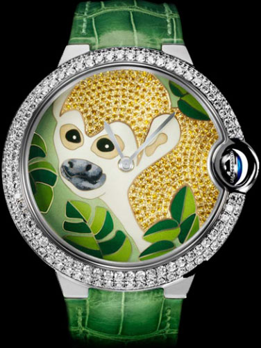 часы Ballon Bleu de Cartier large model monkey motif (Ref. CRHPI00410)