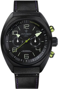 часы Fitzroy Black Steel Automatic Chronograph