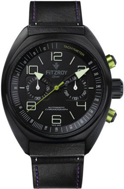  Fitzroy Black Steel Automatic Chronograph