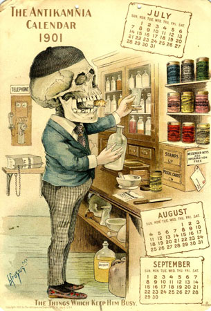 Календарь-карикатура Луи Крузиуса для фармацевтической компании Antikamnia