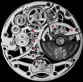 задняя сторона мануфактурного скелетонированного механизма Piaget 1200S