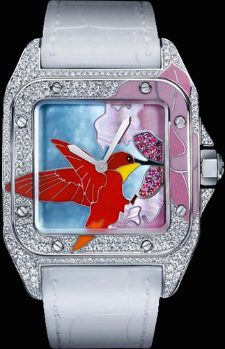 часы Santos 100 medium model hummingbird motif (Ref. CRHPI00411)