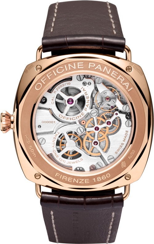 задняя сторона часов Radiomir 8 Days GMT Oro Rosso – 45 мм ref. PAM00395