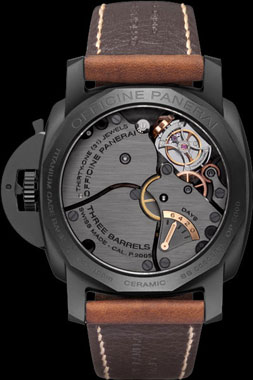 задняя сторона часов Panerai Luminor 1950 Tourbillon GMT Ceramica (PAM 00396)