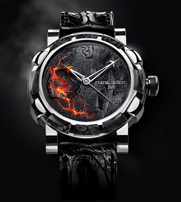 Часы Romain Jerome Eyjafjallajokull-DNA — устрашающее зрелище. Носить их нужно аккуратнее, чтобы раскаленная лава из вулкана не обожгла запястье. Часы Romain Jerome Eyjafjallajokull-DNA — устрашающее зрелище. Носить их нужно аккуратнее, чтобы раскаленная лава из вулкана не обожгла запястье.