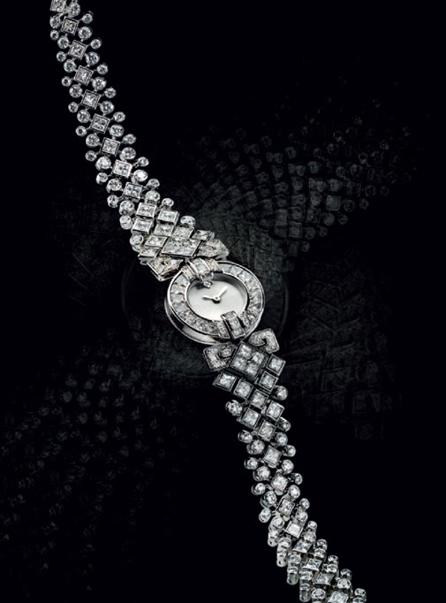  Classic rivière watch in white gold and diamonds