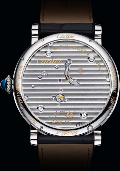 задняя сторона часов Rotonde de Cartier Cadran Lové Tourbillon