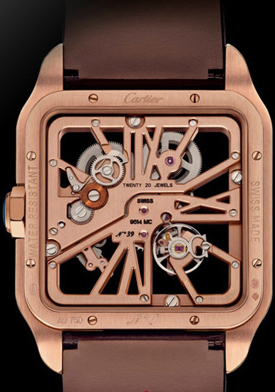 задняя сторона часов Santos-Dumont Skeleton Red Gold (Ref. 2020057)