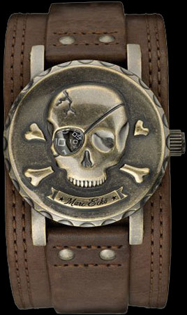 часы Skull Face Brown Leather Mens Watch (Ref. E11581G1) часы Skull Face Brown Leather Mens Watch (Ref. E11581G1)