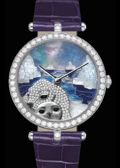 часы с арктическим пейзажем Lady Arpels Polar Landscapes Seal Décor от Van Cleef & Arpels