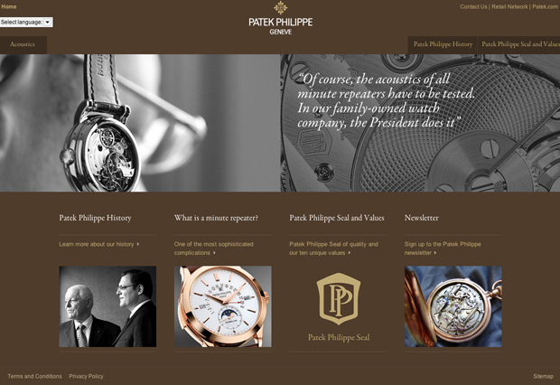 Интернет-версия рекламной компании Patek Philippe