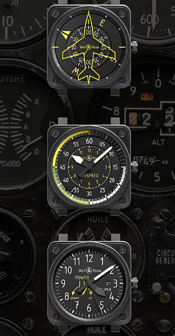  BR01 Heading indicator, BR 01 Airspeed  BR01 Climb  Bell & Ross