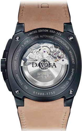 задняя сторона часов Davosa Titanium Black Limited Chronograph