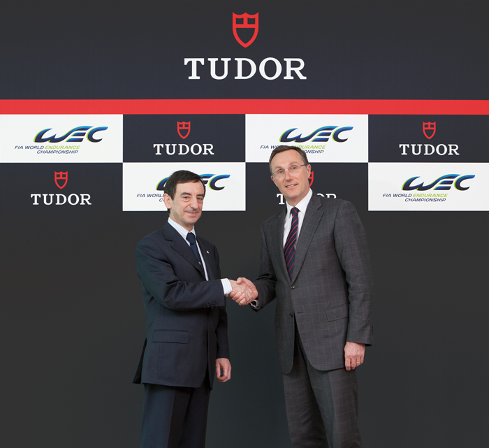 Президент Automobile Club de l’Ouest (ACO) Пьер Филлон (слева) и управляющий директор Montres Tudor SA Филипп Певерелли