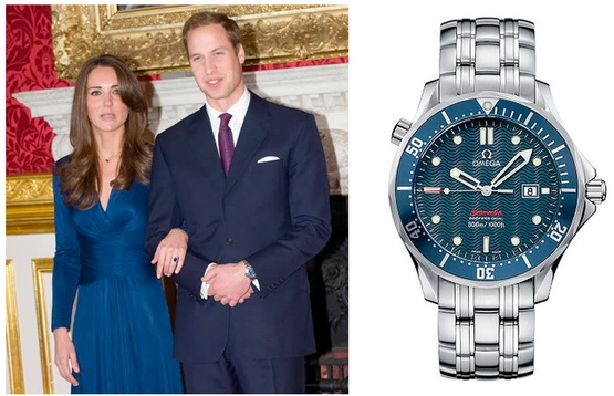 Короля делает свита... и часы Omega Seamaster Professional (Ref. 222.80.00)! Принц Уильям и Кейт Мидлтон. Даже платье у нее под цвет часов благоверного.