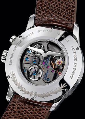 задняя сторона часов Vulcain 50s Presidents' Watch «Edition France» (Ref. 160151.323L)
