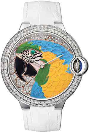 Часы Ballon Bleu de Cartier Floral-Marquetry Parrot от Cartier