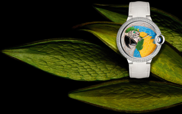 Часы Ballon Bleu de Cartier Floral-Marquetry Parrot от Cartier