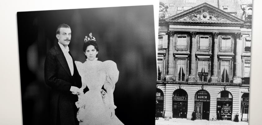 Свадебное фото Альфреда ван Клифа и Эстель Арпельс соседствует с изображением бутика Van Cleef & Arpels. По сути, именно его можно назвать «семейным гнездышком», созданным молодой четой.