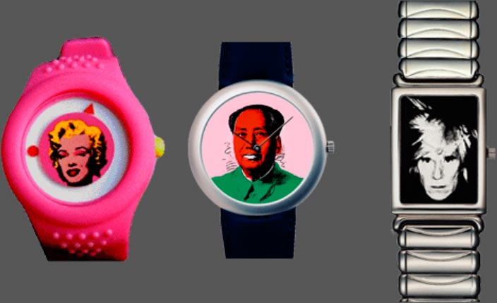 часы Andy Warhol с изображениями Мэрилин Монро, Мао Цзэдуна и Энди Уорхола