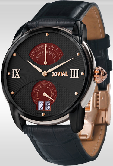 стильные мужские часы Jovial (Ref. 06606-GTLQ-13) с ретроградным индикатором дня недели
