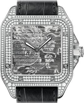 Мужские часы с бриллиантами Cartier Santos Triple 100