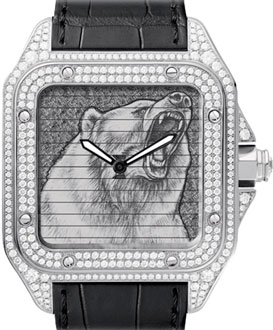 Мужские часы с бриллиантами Cartier Santos Triple 100