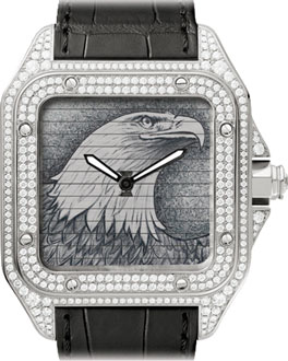 Мужские часы с бриллиантами Cartier Santos Triple 100