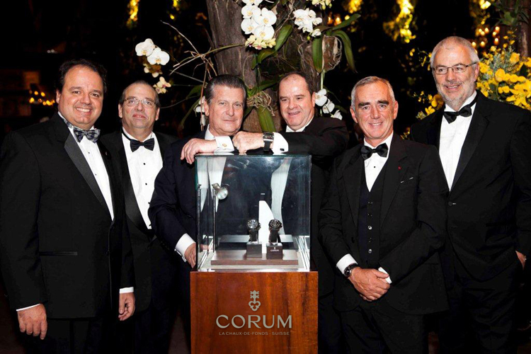 (Mario Simonsen & Mario Sergio Mello Ferreira - Directors of Iate Clube de Santos, Berardino Fanganiello - Comodore of Iate Clube de Santos, Ricardo Ramos - Director of Grifith Jeweller Loick Peyron, Sailor & Corum brand ambassador - Jacques-Alain Vuille, Corum Vice President)