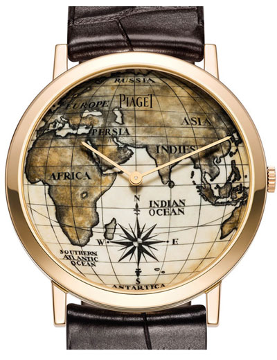 Восточное полушарие на циферблате часов Altiplano Scrimshaw от Piaget
