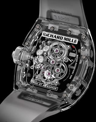задняя сторона часов Tourbillon RM 56-01 Sapphire Crystall