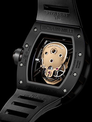 задняя сторона часов Richard Mille Nano-Ceramic RM 52-01 Skull Tourbillon
