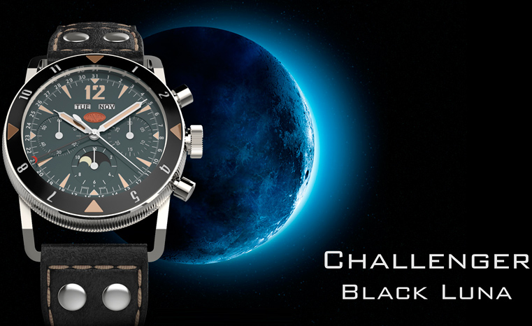  TNT Black Luna Moonphase Chronograph