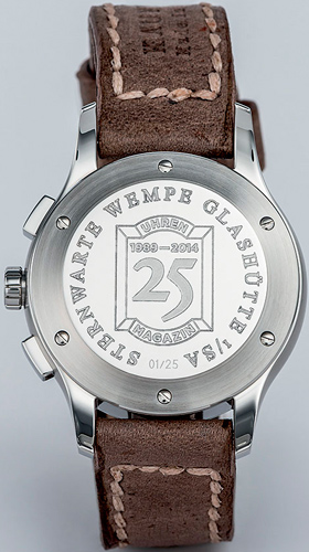 задняя сторона часов Wempe Fliegeruhr Chronograph Limited Edition 25 Jahre UHREN-MAGAZIN (Ref. WM 60 0004 UM)