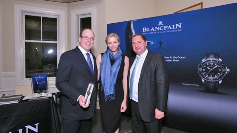 SAS le Prince Albert II de Monaco, SAS la Princesse Charlène de Monaco et Alain Delamuraz, Vice-Président de Blancpain