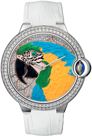Часы Cartier Ballon Bleu de Cartier Floral-Marquetry Parrot watch