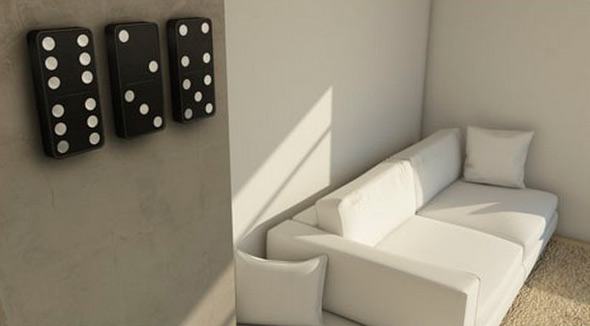 Настенные часы из костяшек домино Domino Clock Настенные часы из костяшек домино Domino Clock