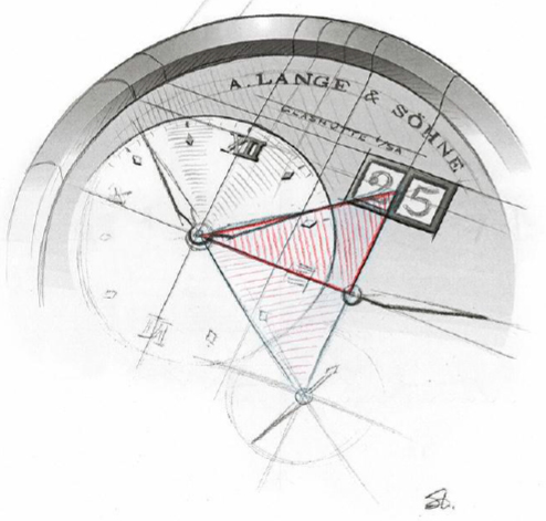 Часы GRAND LANGE 1: смещенный от центра циферблат создан по принципам золотого сечения.