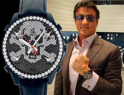 Сильвестр Сталлоне в часах Jacob & Co Skull Five Time Zone Сильвестр Сталлоне в часах Jacob & Co Skull Five Time Zone