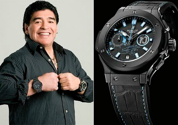 Диего Марадона с часами Hublot Big Bang Maradona