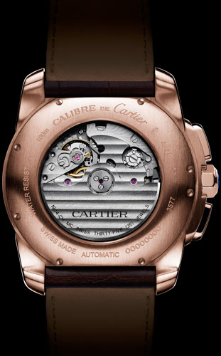 задняя сторона часов Calibre de Cartier Chronograph